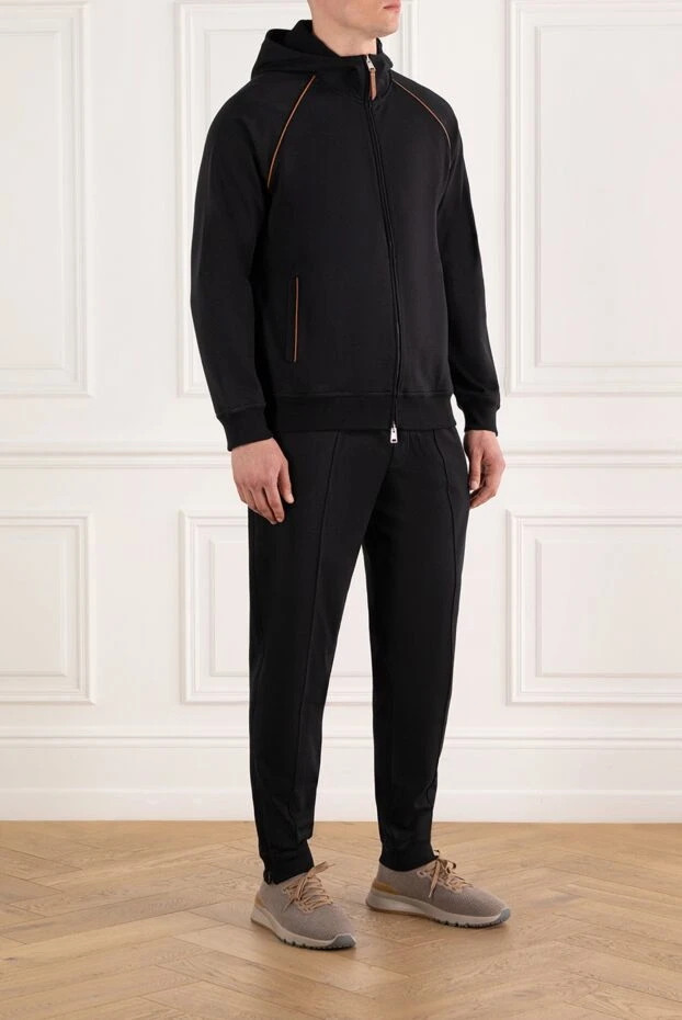 Brunello Cucinelli спортивный костюм мужской хлопковый черный с капюшоном 188131 - фото 3