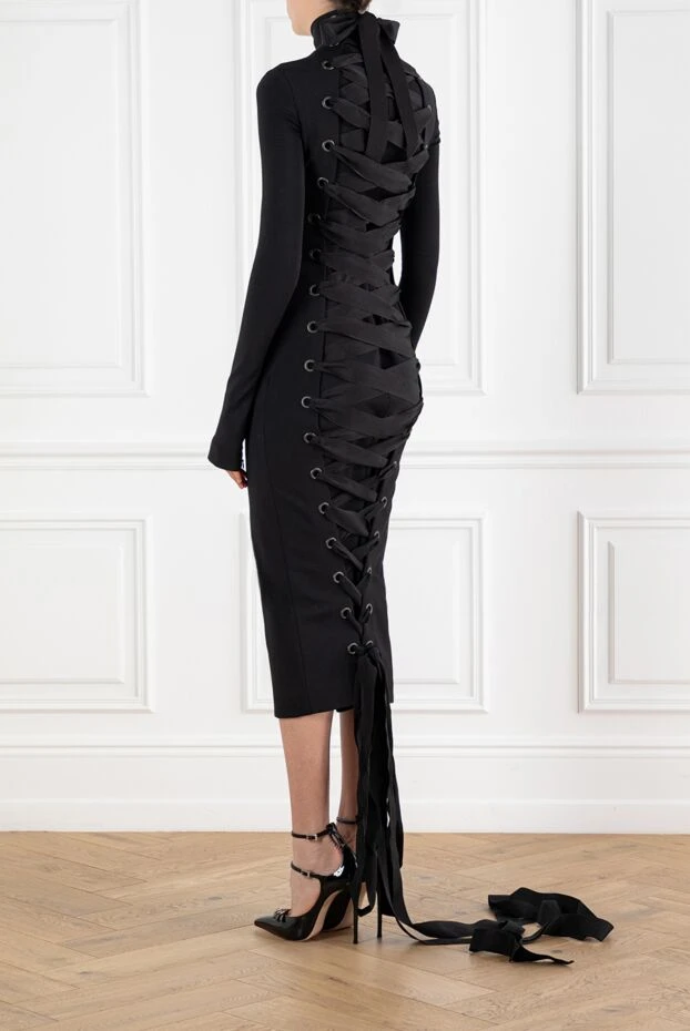 Balenciaga черное платье миди с воротником-стойкой 188144 - фото 3