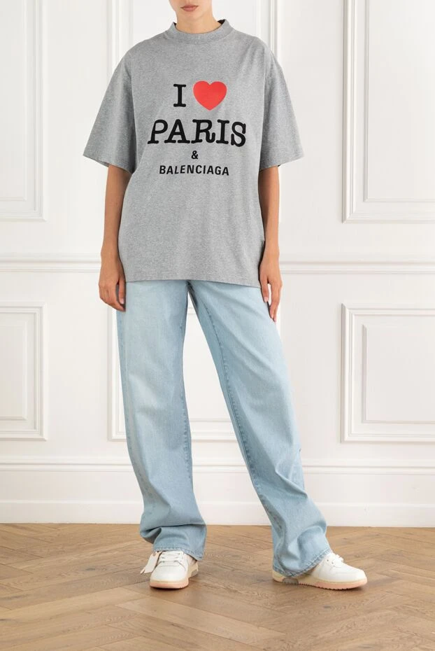 Balenciaga футболка i love paris из серого винтажного джерси 188146 - фото 2