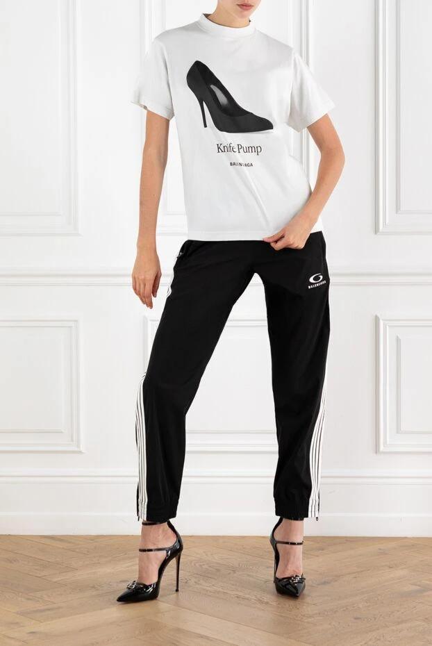Balenciaga жіноча футболка knife pump з бавовни білого кольору 188147 - фото 2