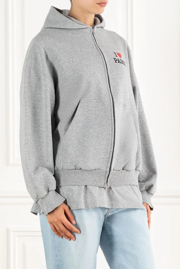 Balenciaga grey zip-up hoodie with i love paris print made of cotton 188148 - photo 3