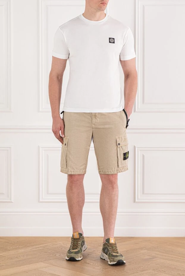 Stone Island шорти-бермуди cargo з бавовняного полотна з начосом 188150 - фото 2