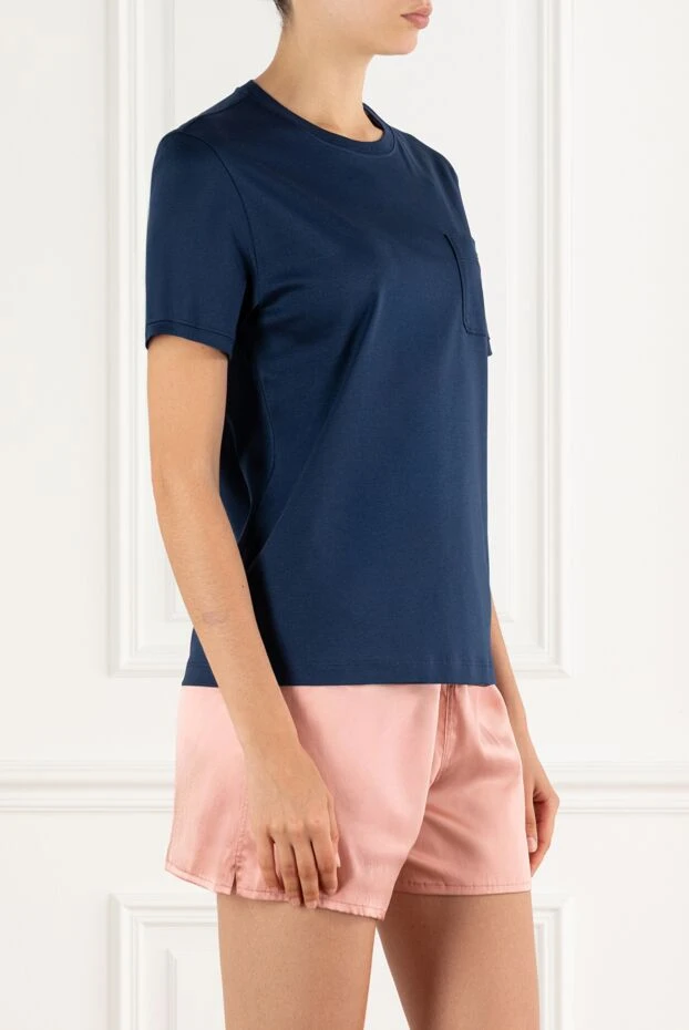 Valentino футболка из синего хлопка с нагрудным карманом и логотипом 188181 - фото 3