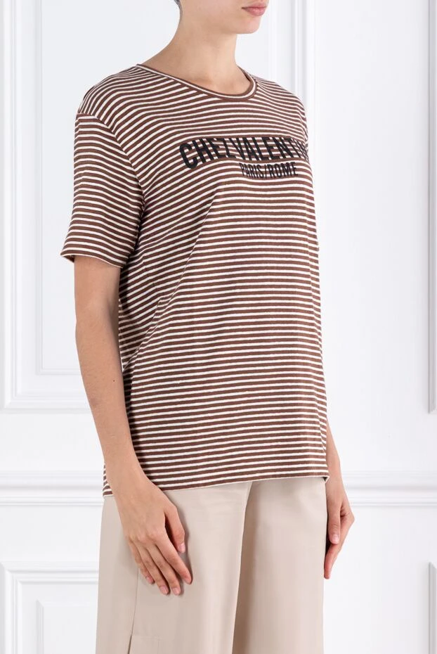 Valentino chez print t-shirt in brown stripes 188183 - photo 3