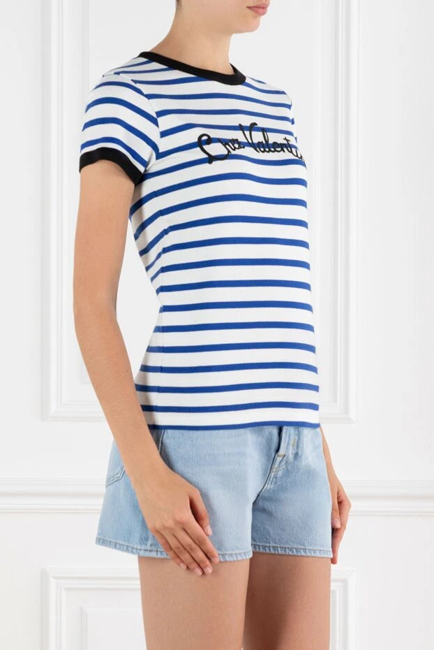 Valentino chez blue stripe print t-shirt with contrast trim 188186 - photo 3