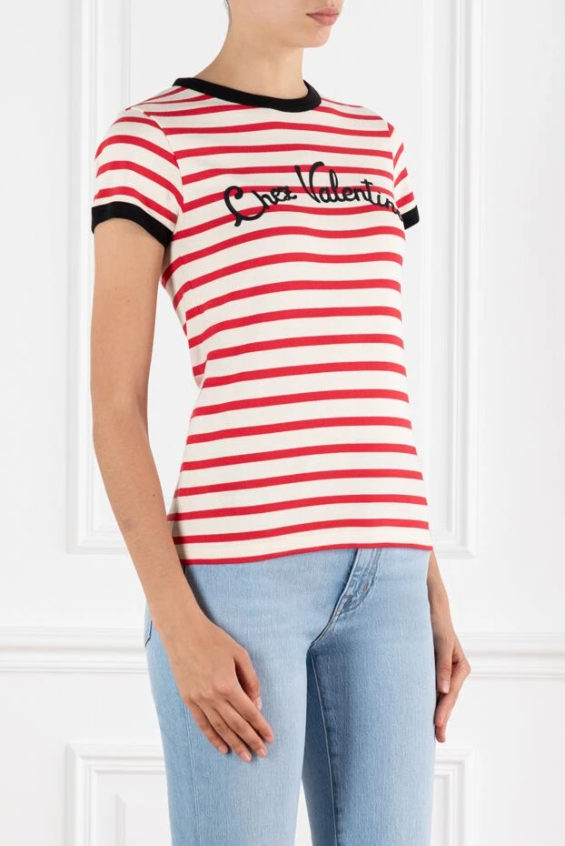 Valentino chez print t-shirt in red stripes with contrast trim 188187 - photo 3