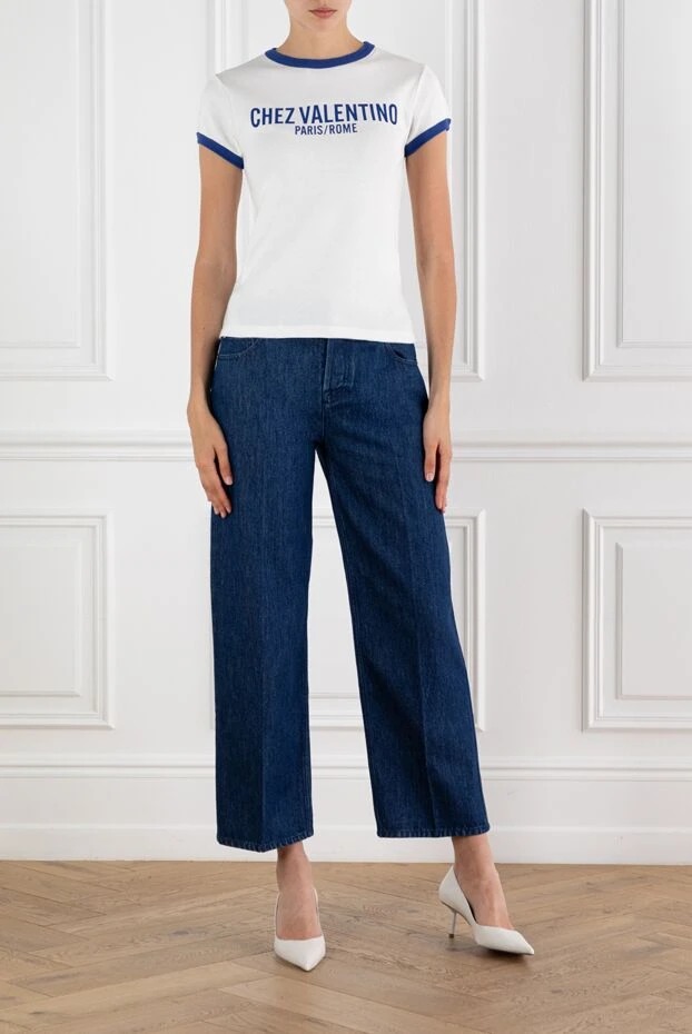 Valentino chez print t-shirt white with contrast trim 188188 - photo 2