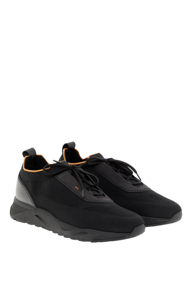Santoni men's black sneakers in stretch knit 188196 - photo 3