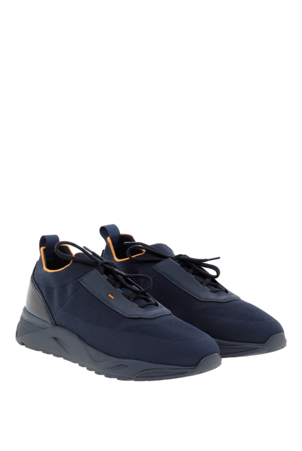 Santoni men's blue sneakers in stretch knit 188197 - photo 3