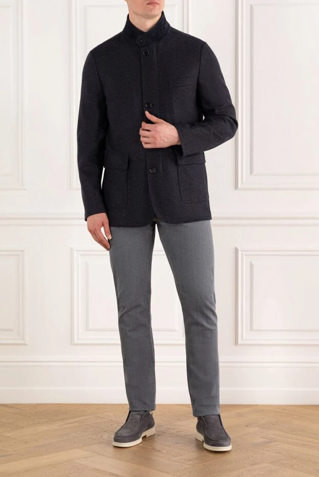 Enrico Mandelli cashmere jacket with stand-up collar blue men's 188240 - photo 2