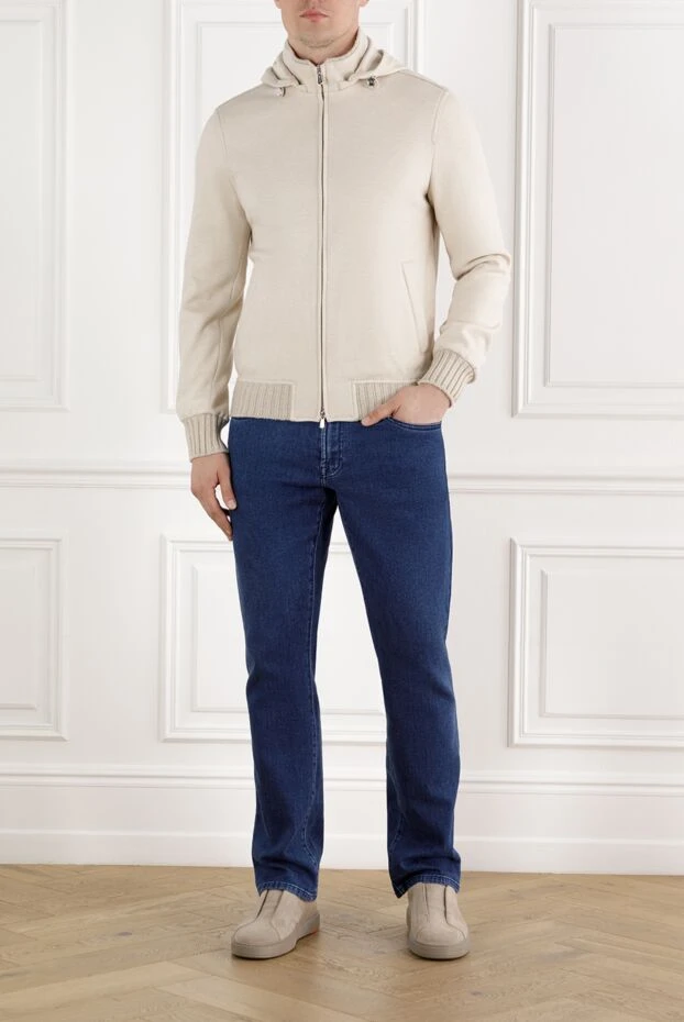 Enrico Mandelli beige bomber jacket with hood men's cashmere 188241 - photo 2