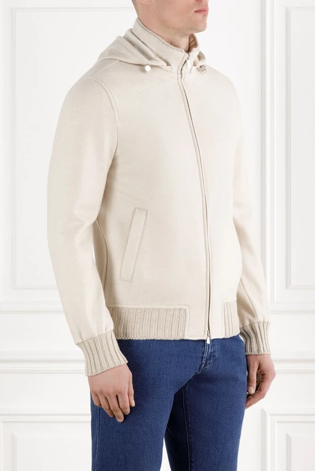 Enrico Mandelli beige bomber jacket with hood men's cashmere 188241 - photo 3