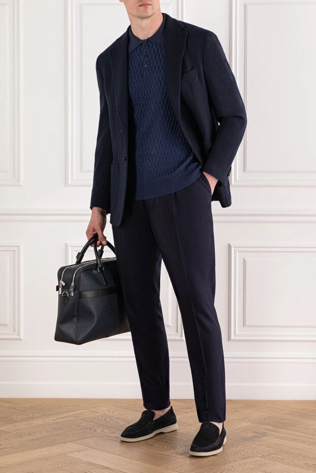 Enrico Mandelli deep blue cashmere jacket with textured surface 188243 - photo 2