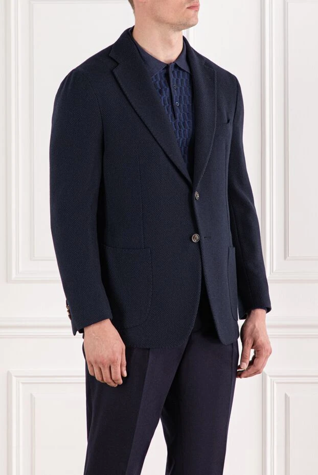 Enrico Mandelli deep blue cashmere jacket with textured surface 188243 - photo 3
