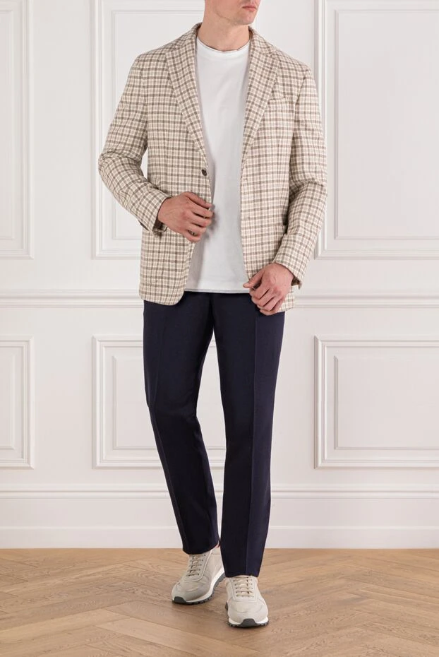 Enrico Mandelli light beige cashmere jacket with a checkered pattern 188244 - photo 2