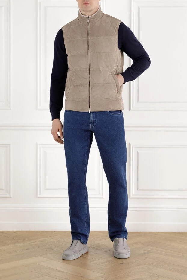 Enrico Mandelli quilted suede vest beige with zipper 188245 - photo 2