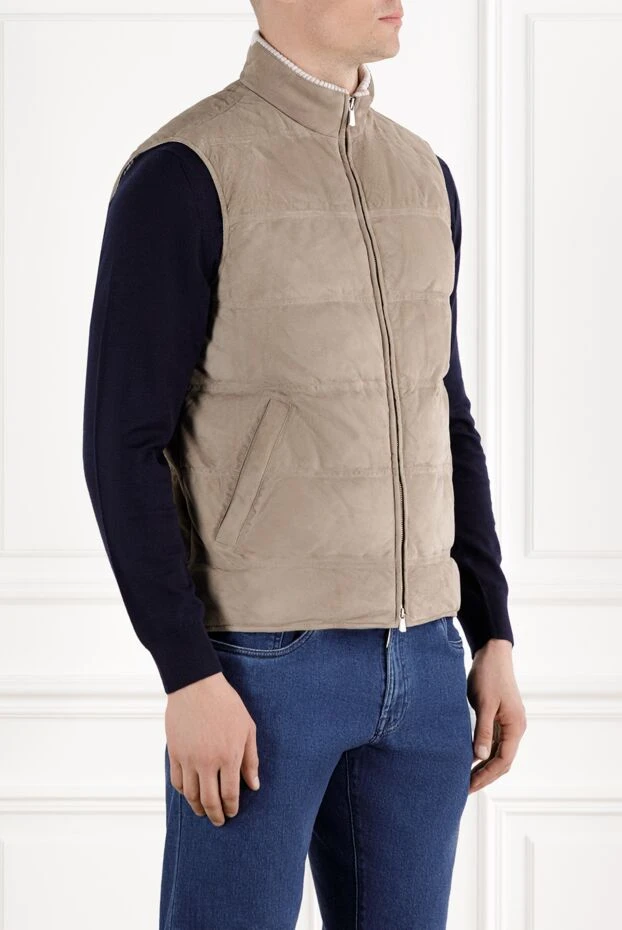 Enrico Mandelli quilted suede vest beige with zipper 188245 - photo 3