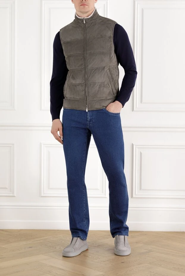 Enrico Mandelli quilted suede vest gray with zipper 188246 - photo 2