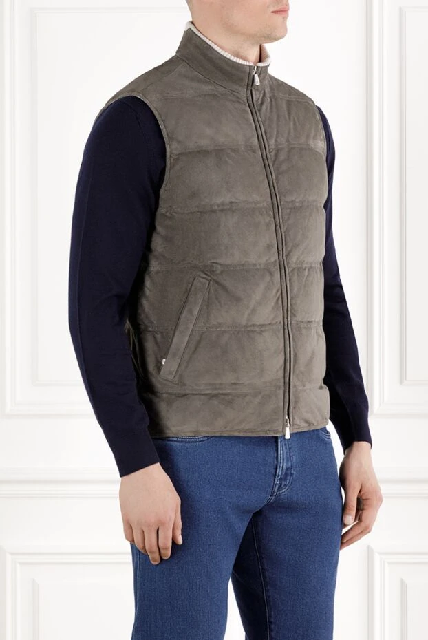 Enrico Mandelli quilted suede vest gray with zipper 188246 - photo 3