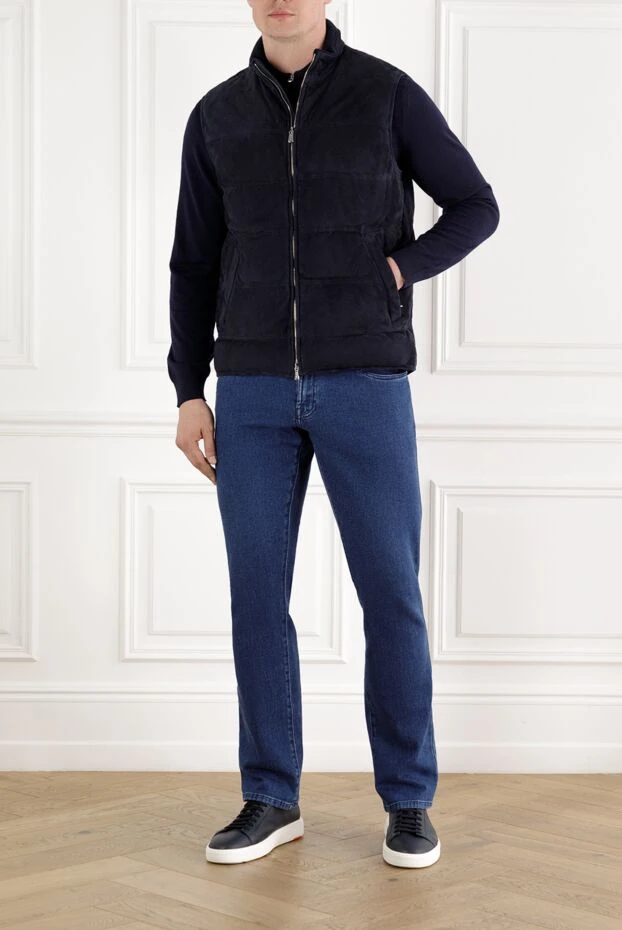 Enrico Mandelli quilted suede vest blue with zipper 188247 - photo 2