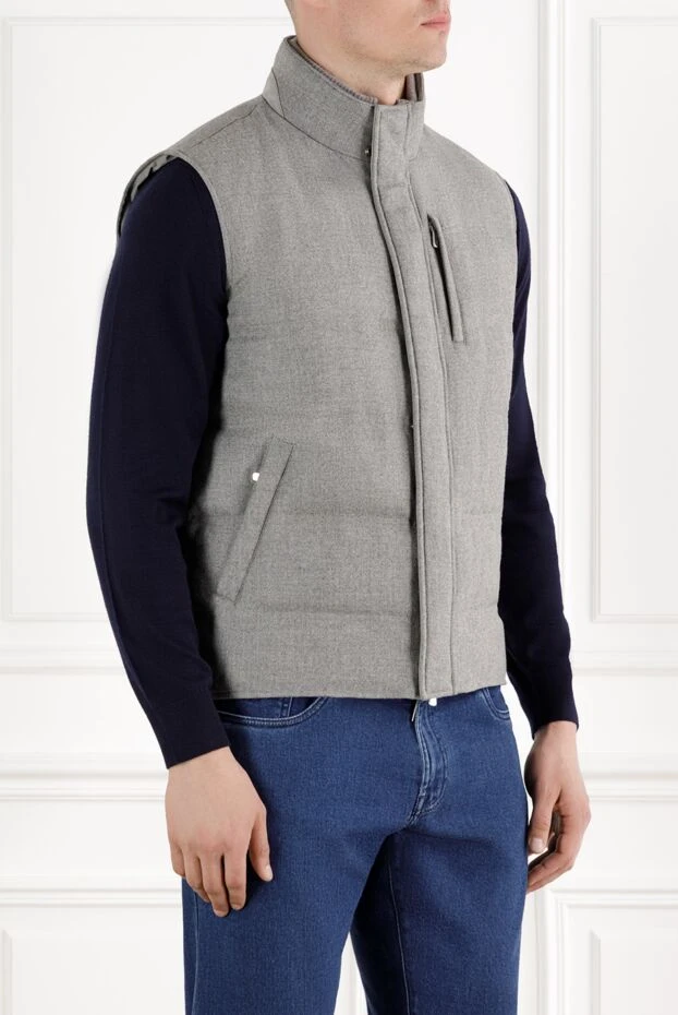 Enrico Mandelli men's warm vest made of wool and cashmere in gray 188251 - photo 3