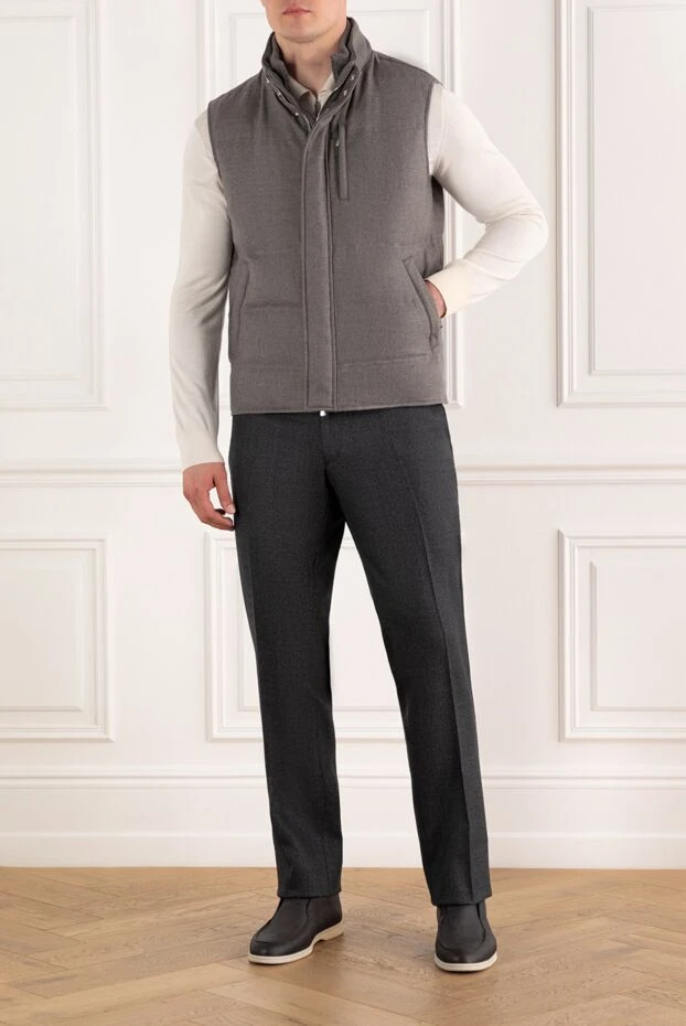 Enrico Mandelli men's warm vest made of wool and cashmere in dark gray 188252 - photo 2