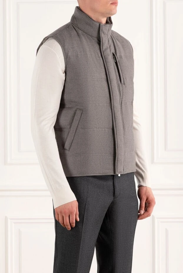 Enrico Mandelli men's warm vest made of wool and cashmere in dark gray 188252 - photo 3
