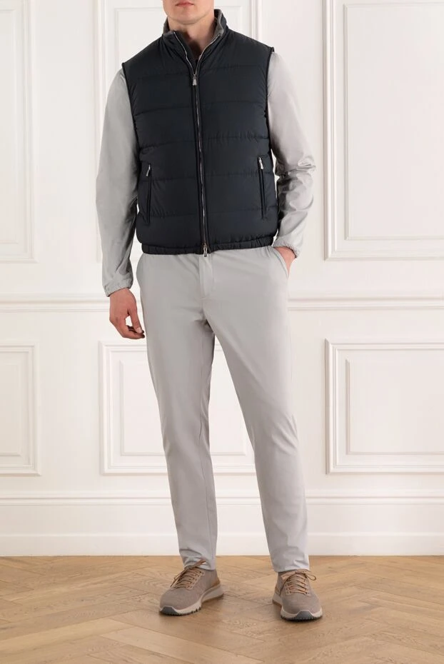 Enrico Mandelli men's dark blue down vest with zipper 188253 - photo 2