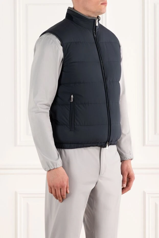 Enrico Mandelli men's dark blue down vest with zipper 188253 - photo 3