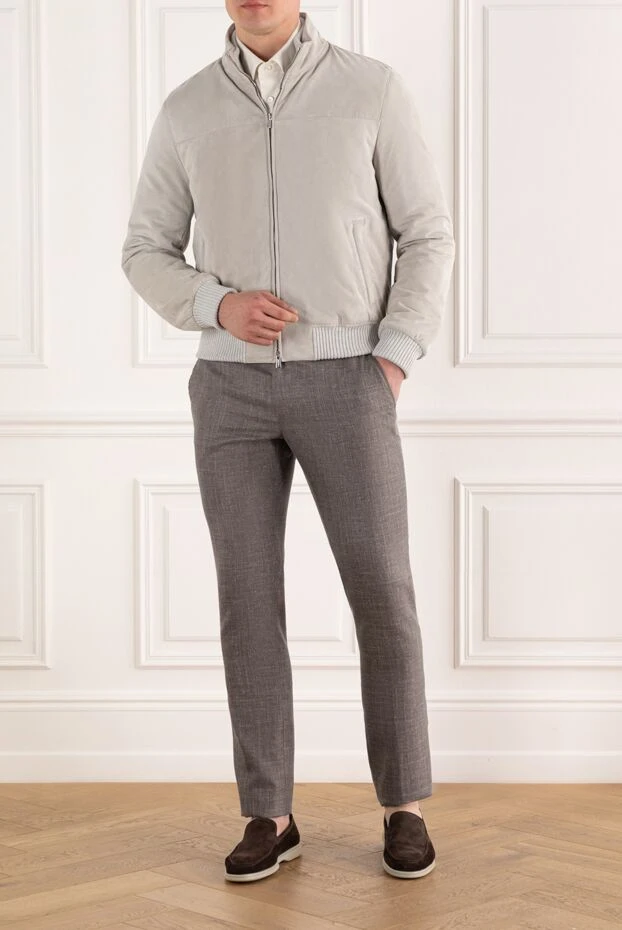 Enrico Mandelli men's white suede jacket with zipper 188255 - photo 2