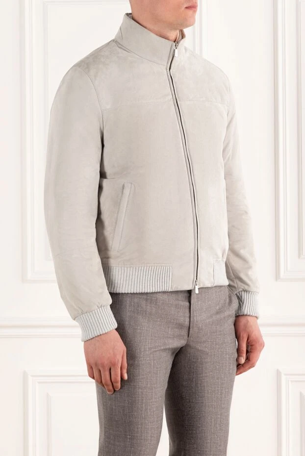 Enrico Mandelli men's white suede jacket with zipper 188255 - photo 3