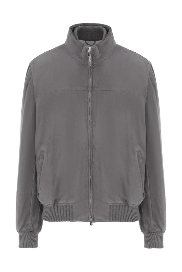 Enrico Mandelli замшева чоловіча сіра куртка з двошаровим коміром. 188256 - фото 1