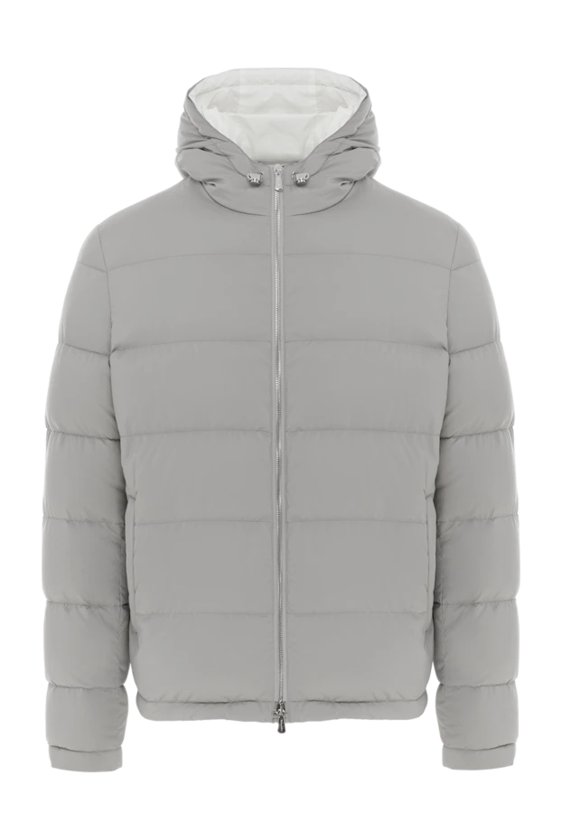 Enrico Mandelli світло-сірий чоловічий пуховик стьобаний з капюшоном 188257 - фото 1