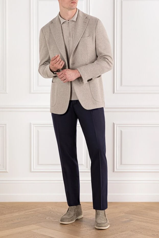 Enrico Mandelli однобортний піджак з м'якого кашеміру світло-бежевого кольору. 188259 - фото 2