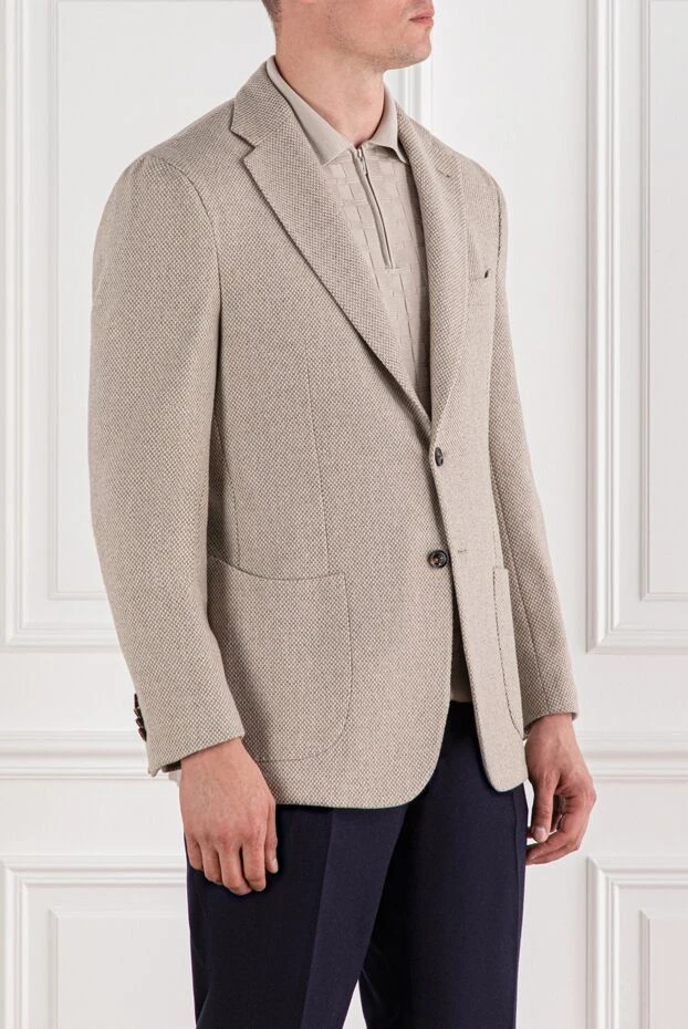 Enrico Mandelli однобортний піджак з м'якого кашеміру світло-бежевого кольору. 188259 - фото 3