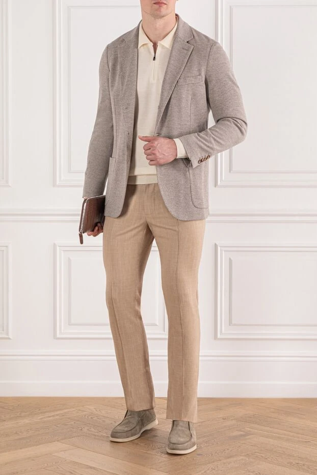 Enrico Mandelli cotton and wool jacket in a diagonal texture with a warm sandy shade 188260 - photo 2