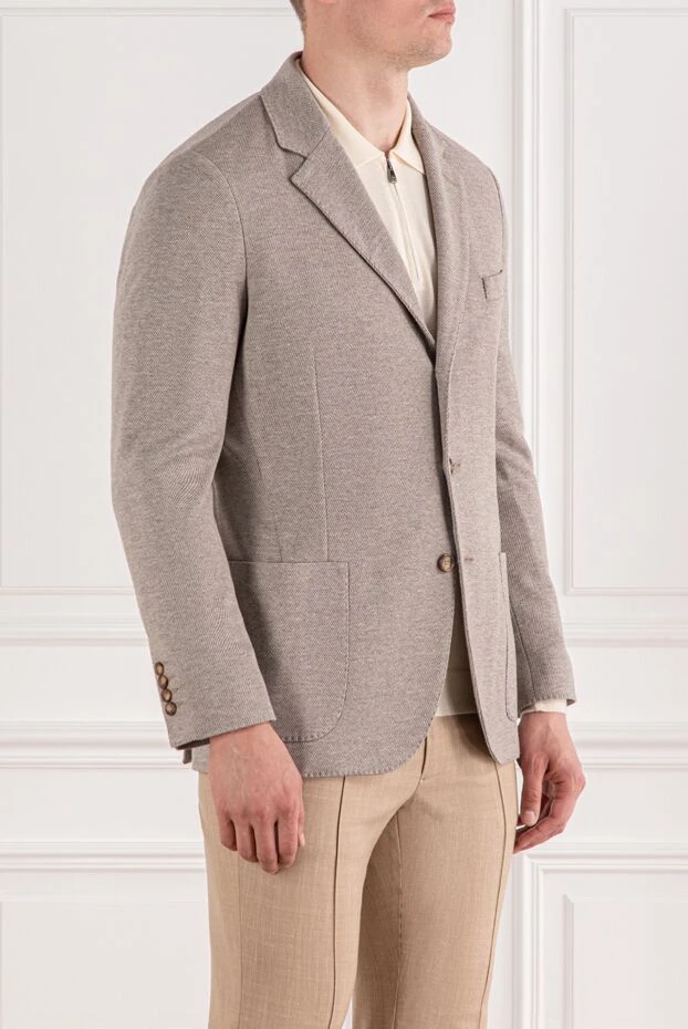 Enrico Mandelli cotton and wool jacket in a diagonal texture with a warm sandy shade 188260 - photo 3