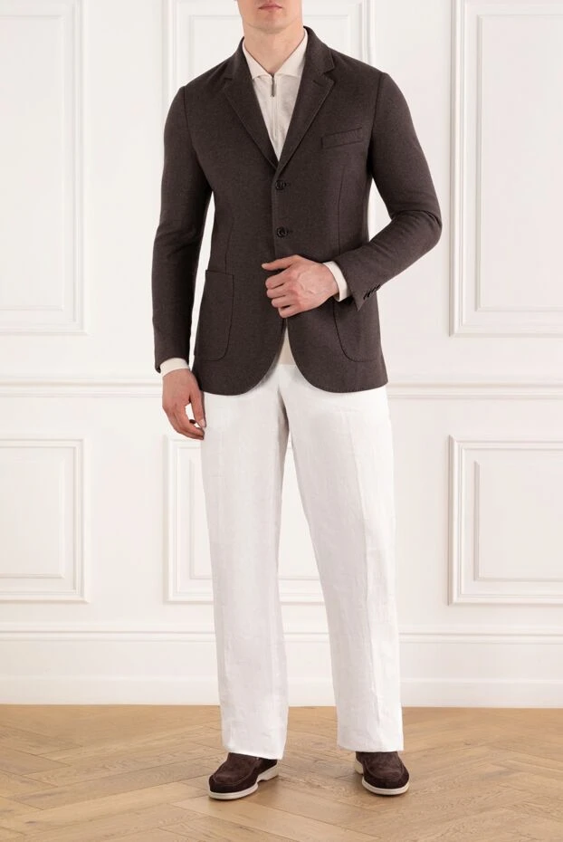 Enrico Mandelli кашеміровий піджак темно-шоколадний на трьох гудзиках чоловічий 188262 - фото 2