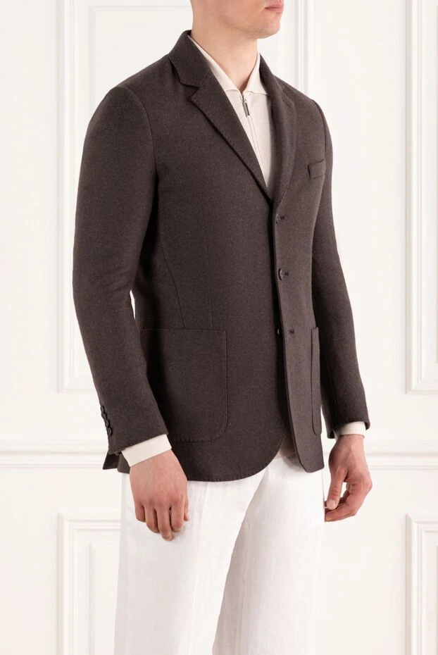 Enrico Mandelli кашеміровий піджак темно-шоколадний на трьох гудзиках чоловічий 188262 - фото 3