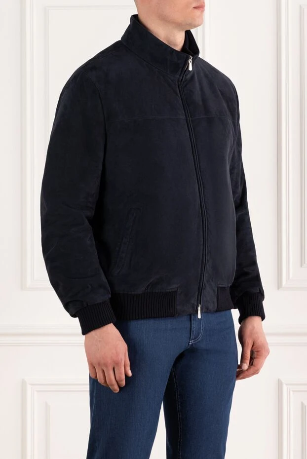 Enrico Mandelli dark blue suede bomber jacket for men 188282 - photo 3