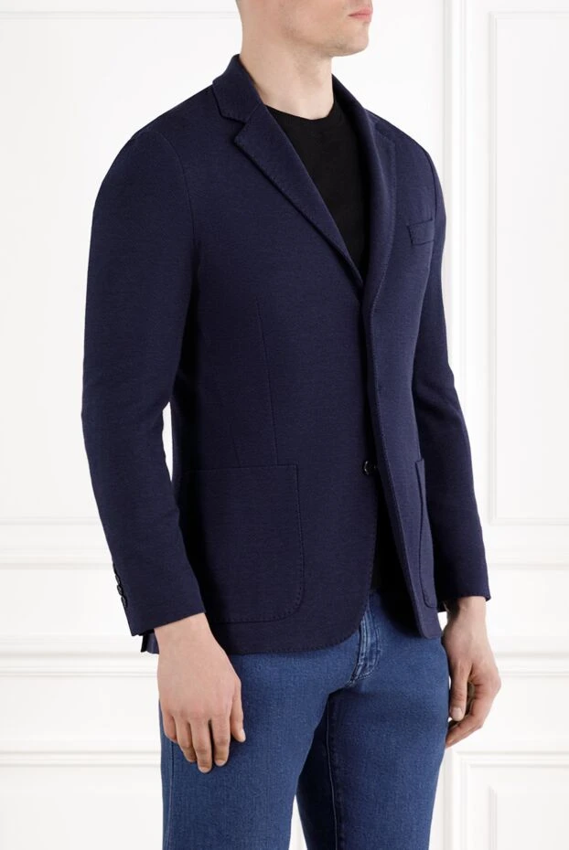 Enrico Mandelli men's premium cashmere jacket in blue 188284 - photo 3