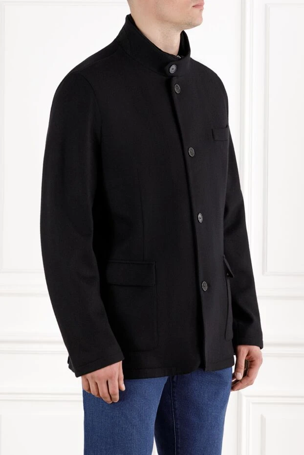 Enrico Mandelli short single-breasted cashmere coat black men's 188288 - photo 3