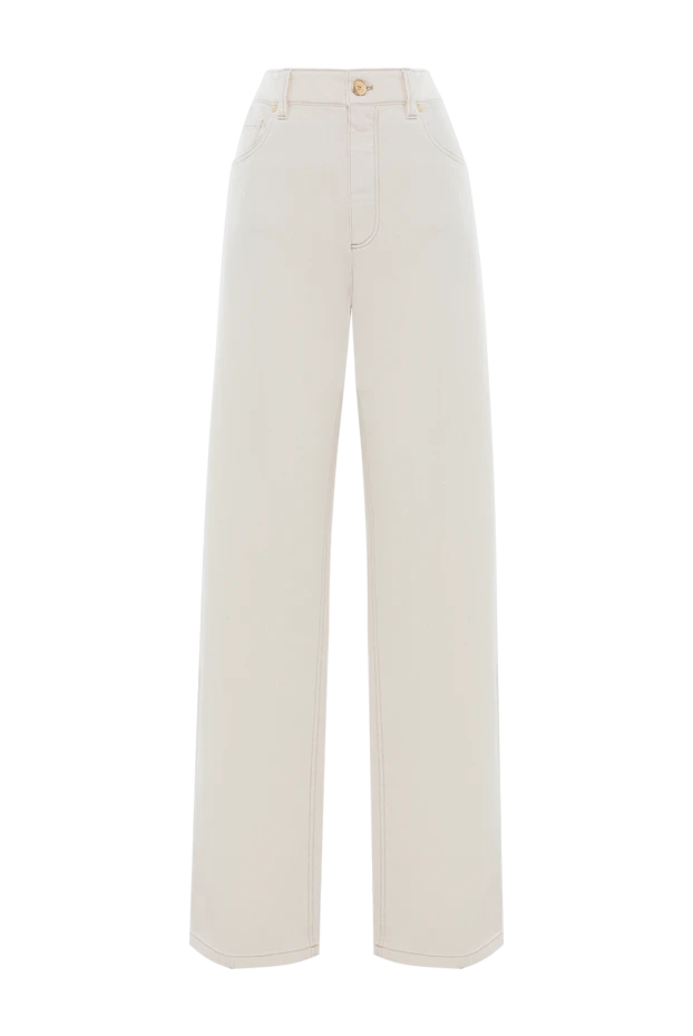 White Cotton Jeans With Monil Chain Women