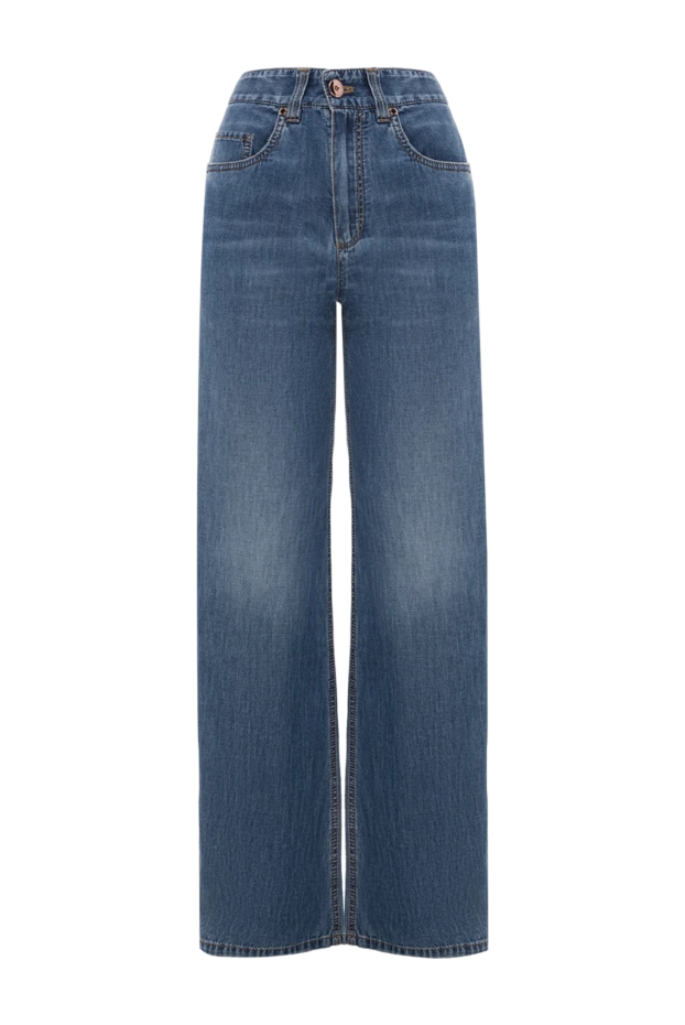 Women's blue jeans with distressed effect