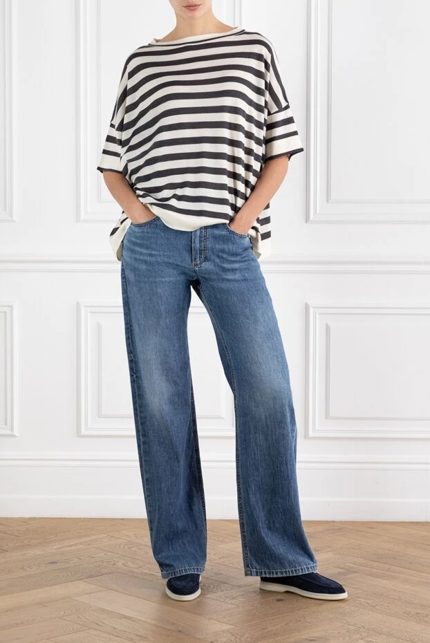 Brunello Cucinelli women's blue jeans with distressed effect 188319 - photo 2