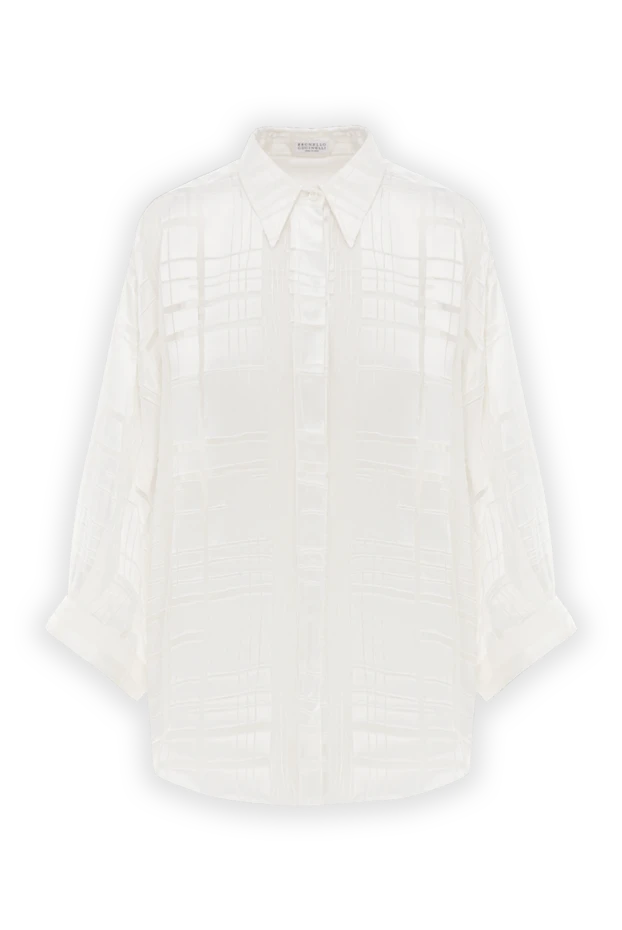Brunello Cucinelli white women's oversized blouse made of silk and jacquard 188339 - photo 1