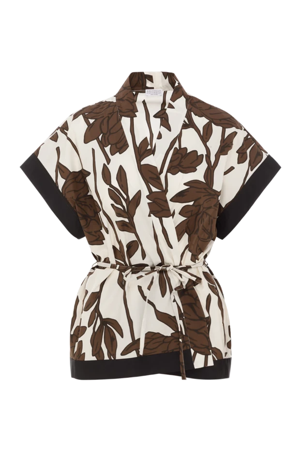 Women's Brown Poplin Print Blouse - photo 1