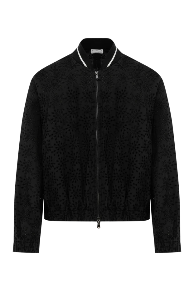 Black Cotton Bomber Jacket Broderie Anglaise Women's - photo 1