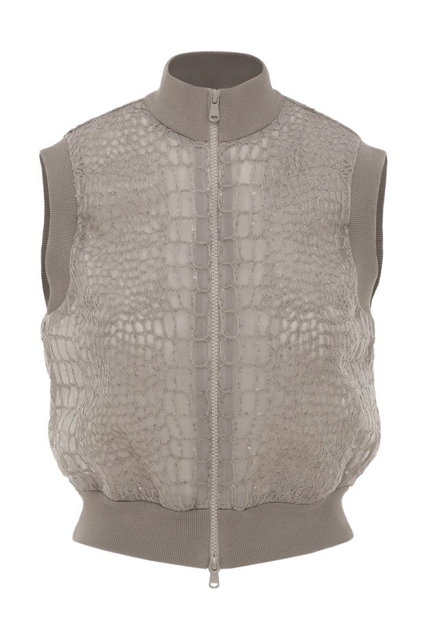 Silk Bomber Vest with Paillette Crocodile Embroidery - photo 1