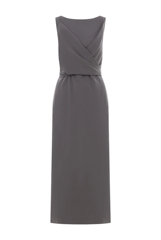 Brunello Cucinelli sleeveless dress with a wrap at the chest made of cotton blend, gray 188358 - photo 1